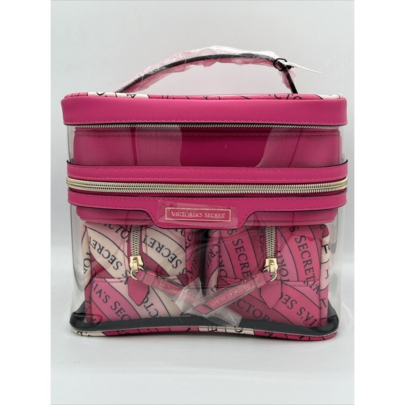 Victoria's Secret Handbags - Victoria's Secret 4 Piece Train Case Set Makeup Bag Pink  NWT